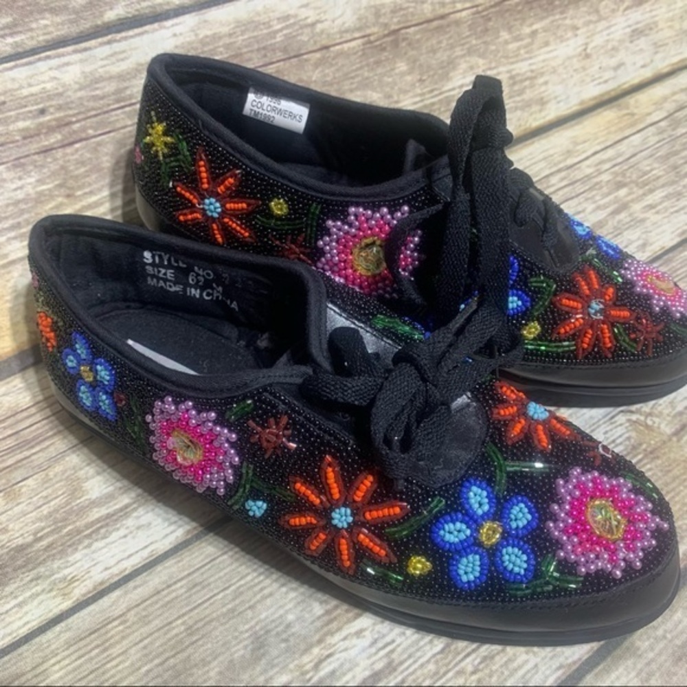 Vintage 1993‎ Glass Beaded Shoes Granny core